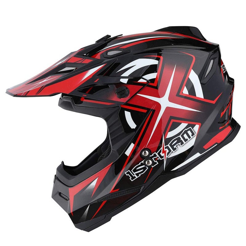 1Storm Adult Motocross Helmet BMX MX ATV Dirt Bike Four Wheeler Quad Motorcycle Full Face Helmet Racing Style: HF801 Sonic Red - Image 2